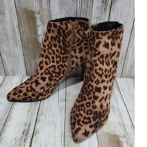 Womens Express Leopard Print Stiletto Heel Ankle Boots Size 8